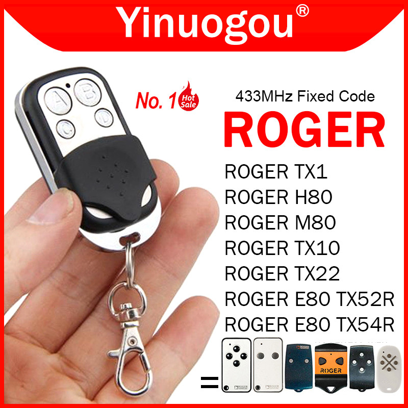 Clone ROGER E80 TX52R TX54R TX1 TX10 TX22 M80 Garage Door Remote Control 433.92MHz Fixed Code