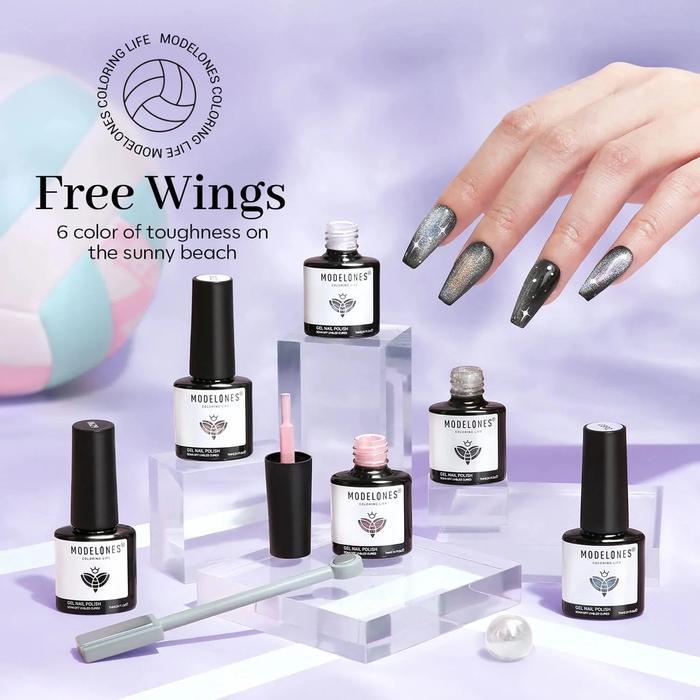 Modelones Gratis Wings 6 Nuansa Gel Cat Kuku Set Cat Kuku Warna Mengkilap Kit Cat Kuku Gel Warna