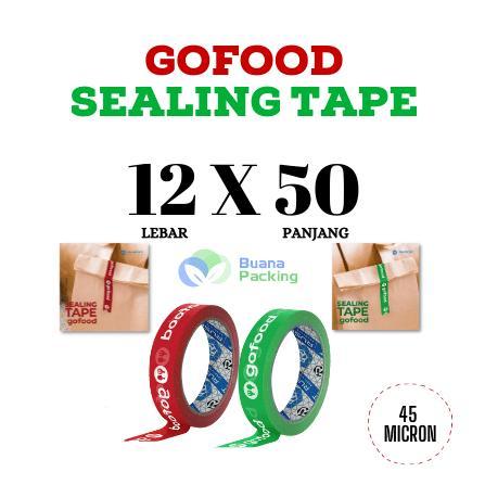 LAKBAN / ISOLASI SEALING TAPE ONLINE GOFOOD VARIAN 12MM 50YARD