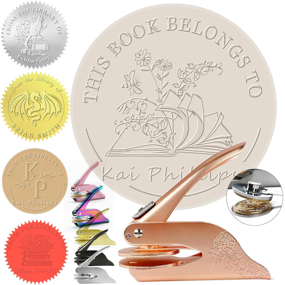 Personalized from the Library of Book Embosser Stamp Book Stamp Library Embosser Bookish Stamp Book