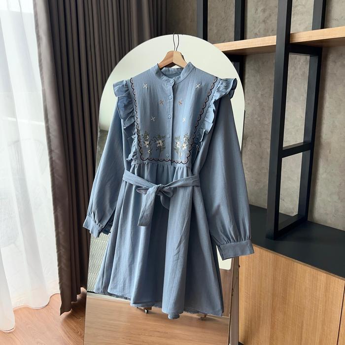 By.Hana 473 Tunik Rempel Motif Bordir Free Belt