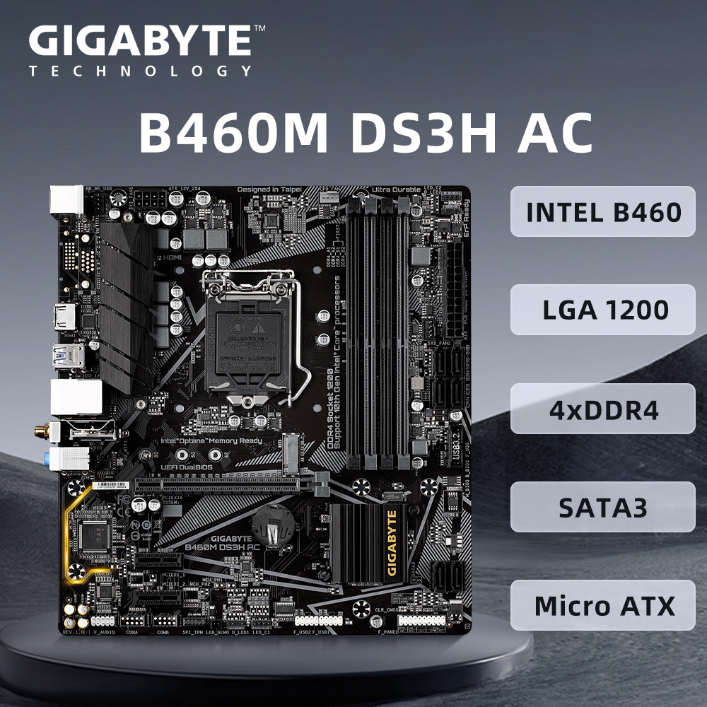 LGA 1200 Gigabyte B460M DS3H AC Motherboard Supports i9-10900K i7-10700K CPU,Intel B460 DDR4 2666 MH