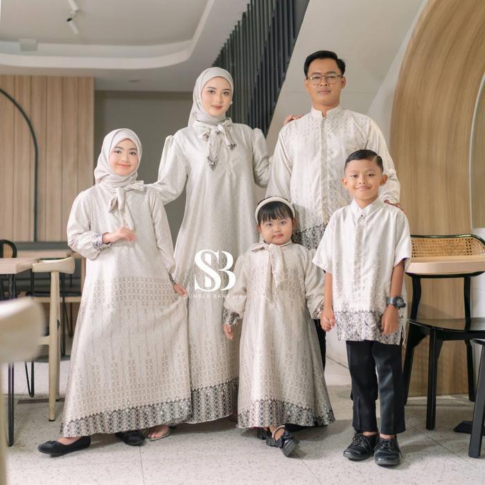 PREMIUM Baju Couple Pasangan Gamis Pesta Baju Keluarga Lebaran Set Pakaian Keluarga Size M L XL XXL