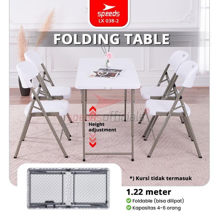 SPEEDS Meja Lipat Plastik Folding Table Indoor Outdoor Piknik Pameran Serbaguna Besar Meja Makan