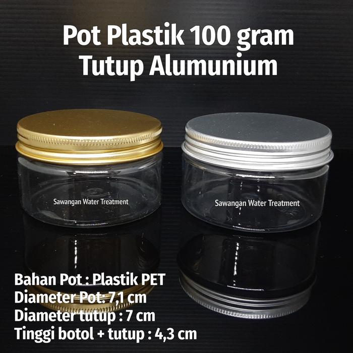 Pot jar 100 gram tutup alumunium / jar pet 100 ml / Pot Pomade 100 gr
