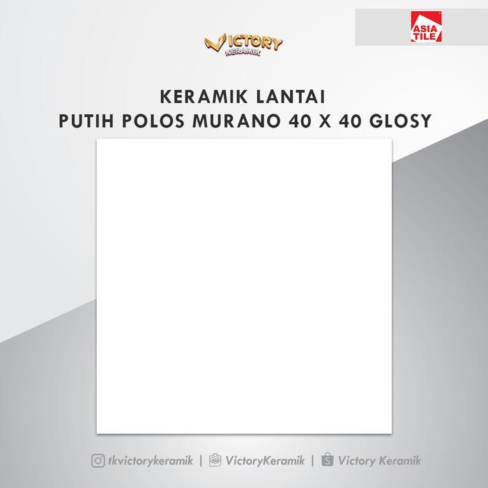 KERAMIK LANTAI ASIA TILE PUTIH POLOS MURANO 40 X 40 GLOSY