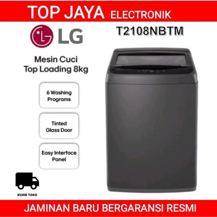 Mesin Cuci LG 8 KG 1 Tabung T2108NBTM / LG Mesin Cuci 8KG Top Loading T2108NBTM - 8kg, DUS Bawaan Pa