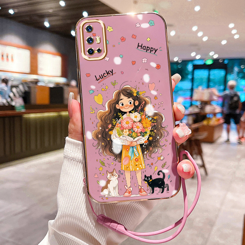 Casing Hp Untuk VIVO V17 V19 Neo V19 Case Casing Gadis gelombang besar pola plating shell HP Kasing 