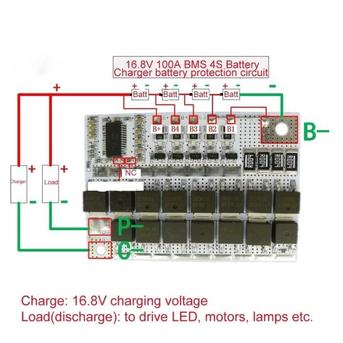 BMS Module Baterai Charger Modul 3S 4S 100A BMS Protection Board Lion Lipo 18650 21700 26650