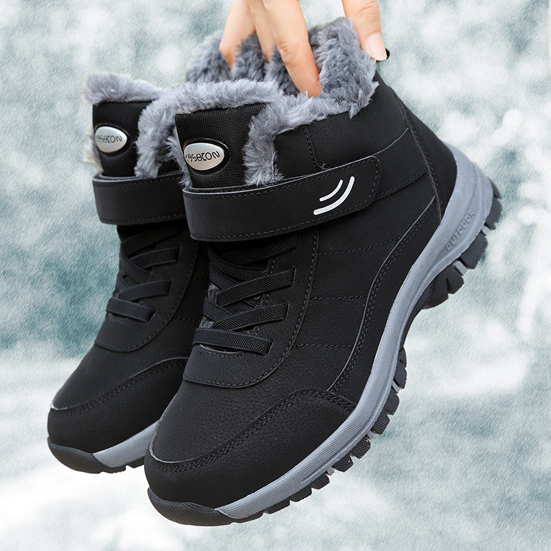 Fleece Lined Winter Boots Unisex Rubber Sole Anti-Slip Warm Cotton Shoes Snow Boots Winter Sports