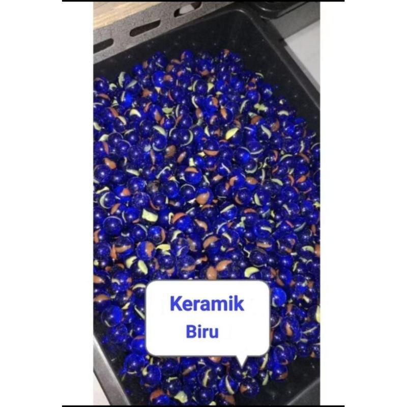 1bungkus Kelereng Keramik Biru ukuran Standard dan Jumbo