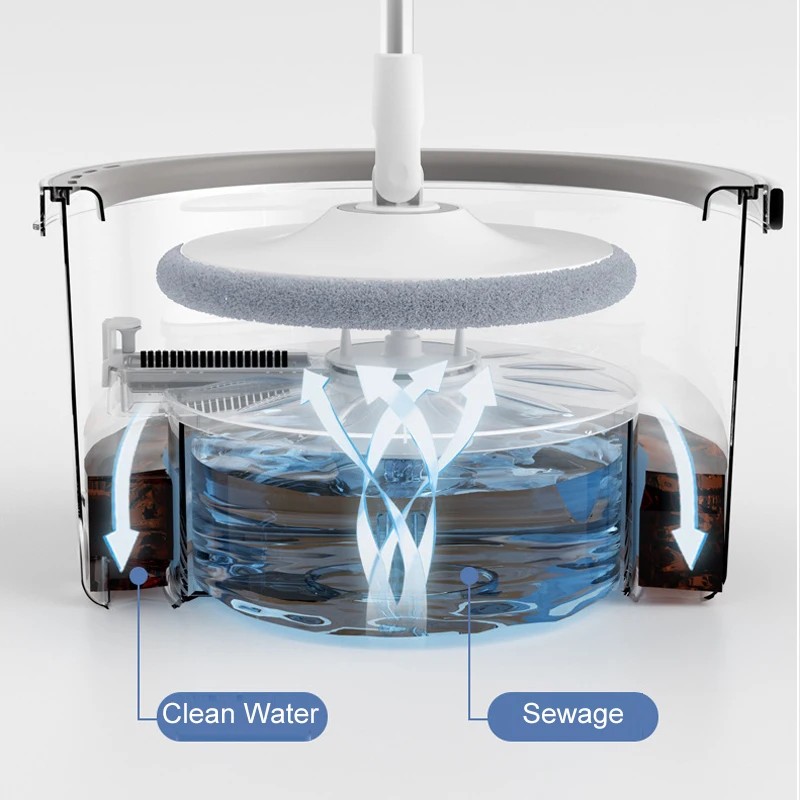 Mops Floor Cleaning Water Separation 360 Spin Mop with Bucket Microfiber Lazy No Hand-Washing