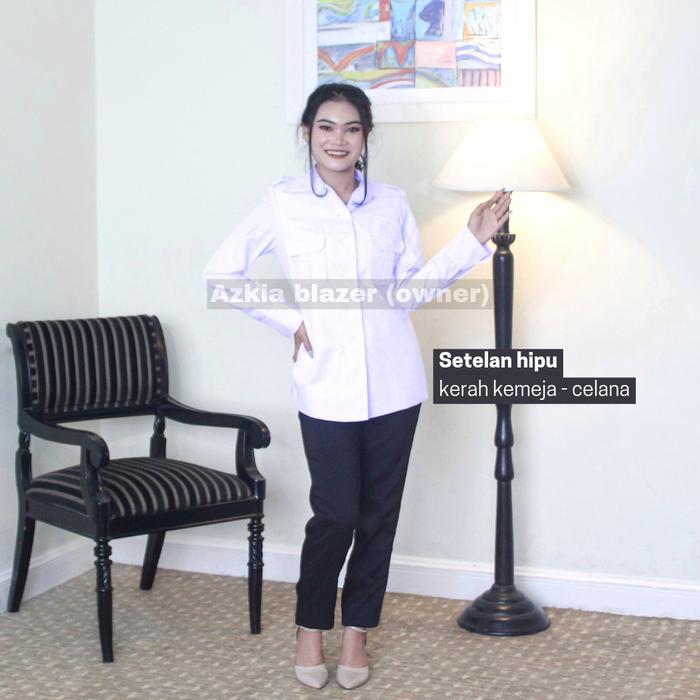 cnm Blazer kerja kantor wanita putih reguler fit azkia blazer polyster premium