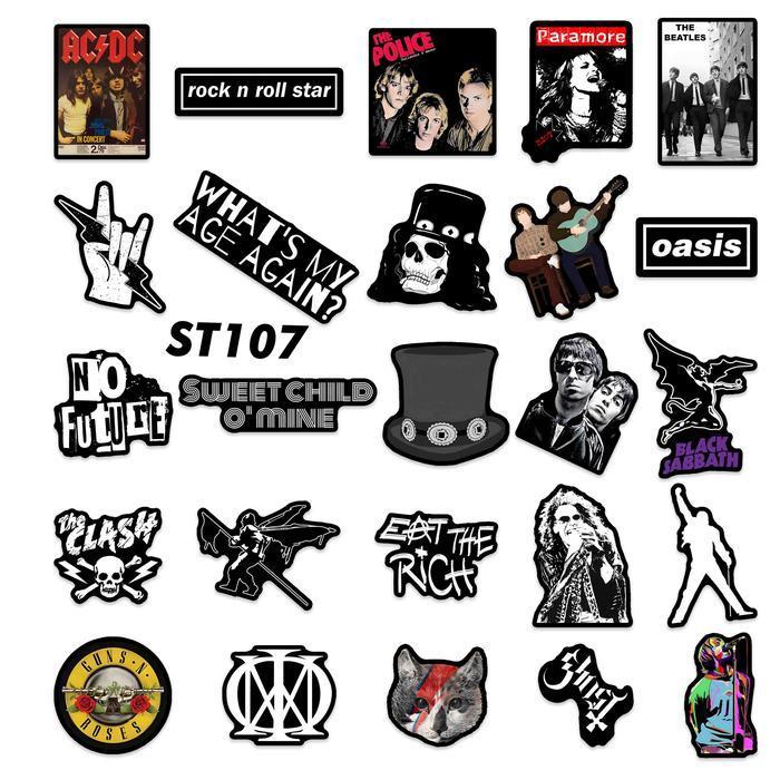 "New" STIKER ROCK BAND HITAM 50 PCS ST106 ROCK BAND STICKER
