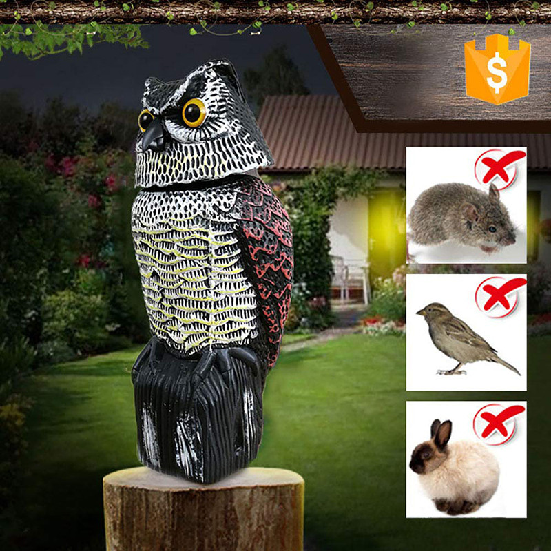 Outdoor Bird Scarer Plastic Owl Scarecrow Rotating Head Owl Prowler