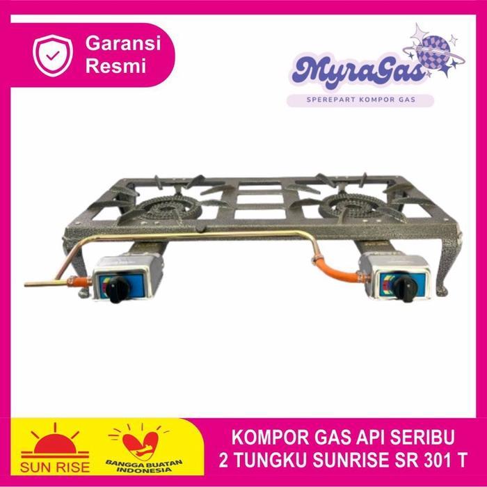 Kompor Gas Api Seribu Dua Tungku Sunrise Sr 301 T 2 Besi cor Meja