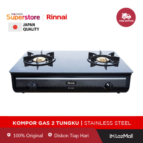 Rinnai Kompor Gas 2 Tungku - RI712GAB | RI-712GAB | RI 712GAB | RI-712GA(B)