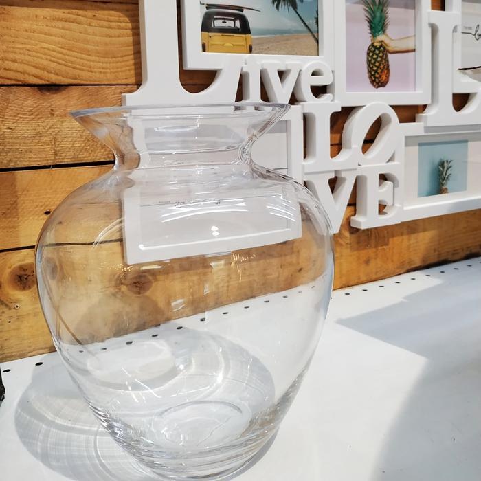 Vas Bunga Kaca Guci Import Clear Vase Glass - T. 20cm