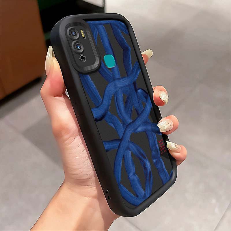 Casing Hp Infinix Hot 11 Play Hot 10 Play Hot 9 Play Hot 10 Case Blue Abstract Lines Kasing silikon 