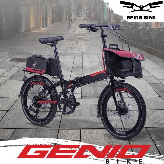 Sepeda Genio Vesta 1.0 20" Sepeda Lipat Dewasa Folding Bike 20 inch - Black-Red