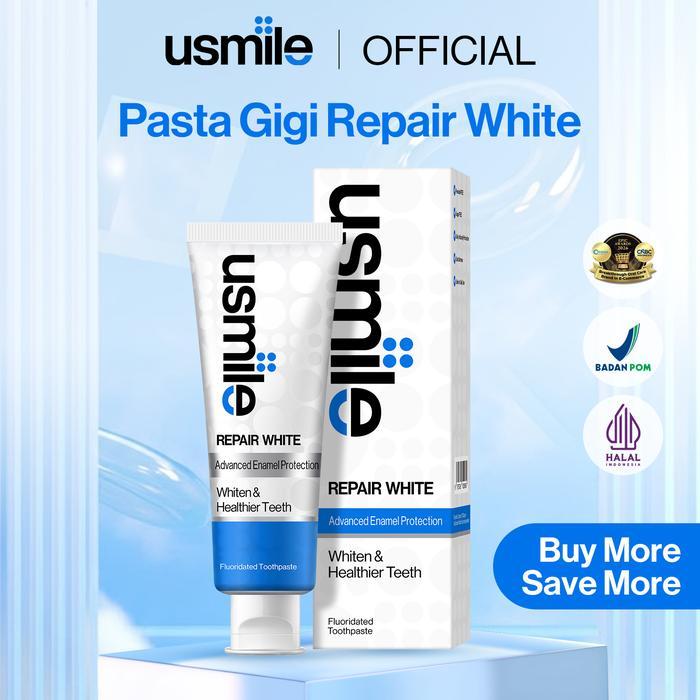 Usmile Pasta Gigi Repair White 100Gr - Whitening Toothpaste & Perbaikan Enamel Pemutih Gigi
