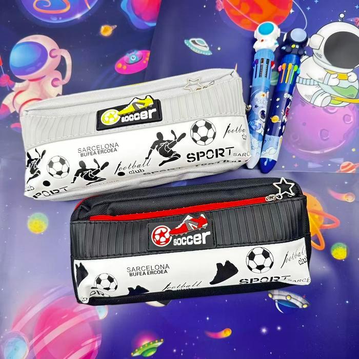 Tempat Pensil Siswa Bertema Sepak Bola Tempat Pensil Kartun Kreatif Tempat Pensil Kain Oxford Dua