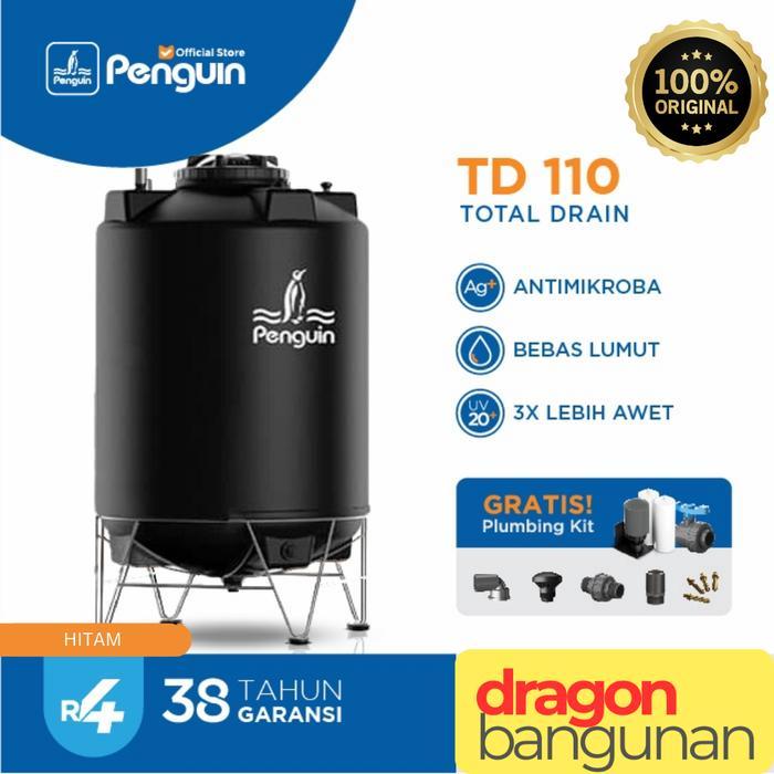 Tangki Air Penguin TD 110 / Toren Air Penguin 1050 Liter Total Drain - Hitam