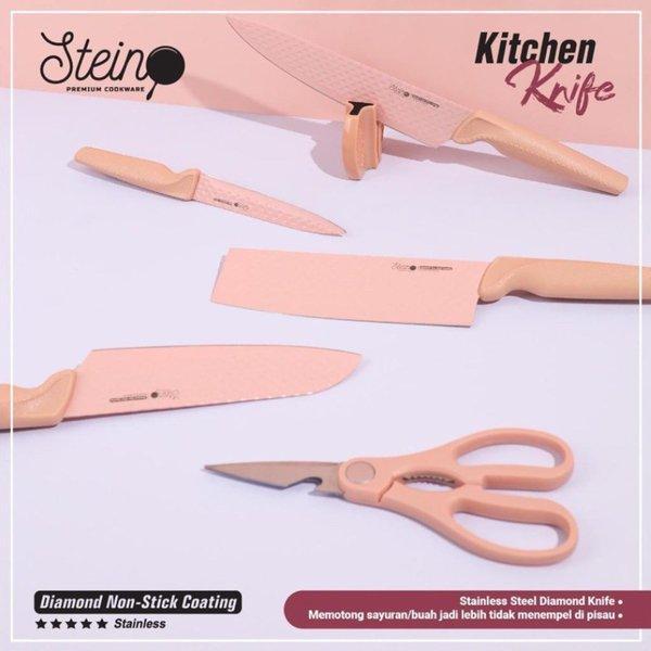 Stein Cookware Diamond Knife Non Stick Coating - Set Pisau Dapur 6 In 1 Stainless Steel 4 Jenis