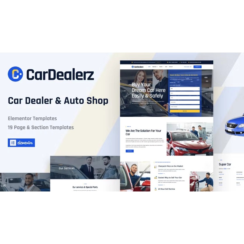 CarDealerz – Auto Dealer & Auto Shop Website Elementor Template Kit
