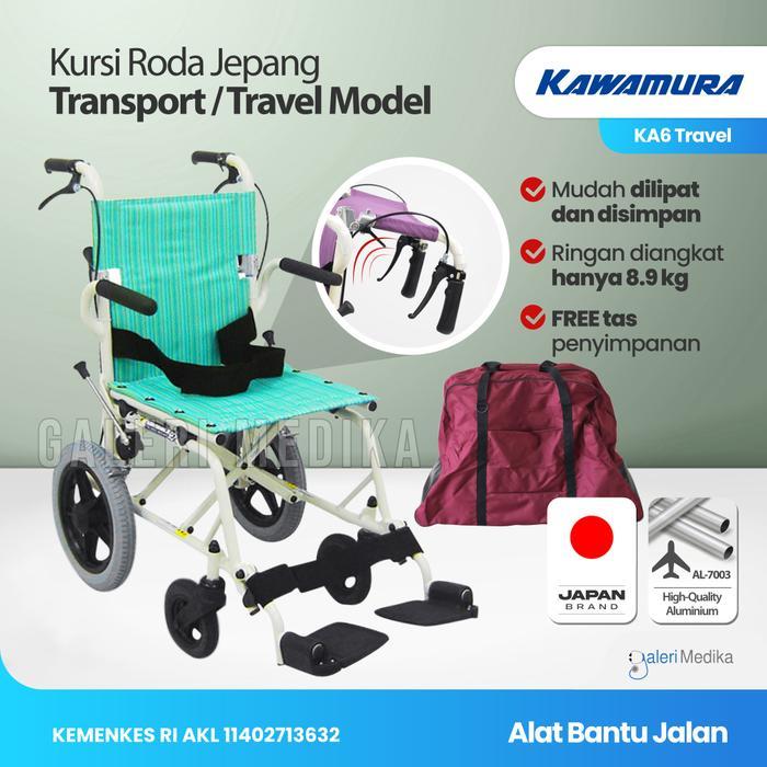 Ready Kursi Roda Travel Kawamura KA6 bisa dilipat kecil dan sangat ringan