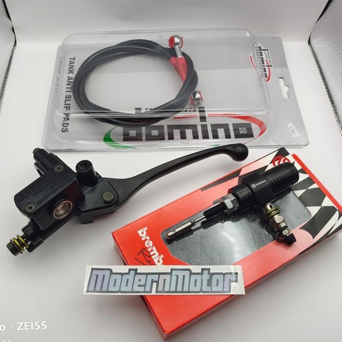Paket Kopling Hidrolik Universal Master Rem kiri+Stut kopling+Selang Domino 130cm