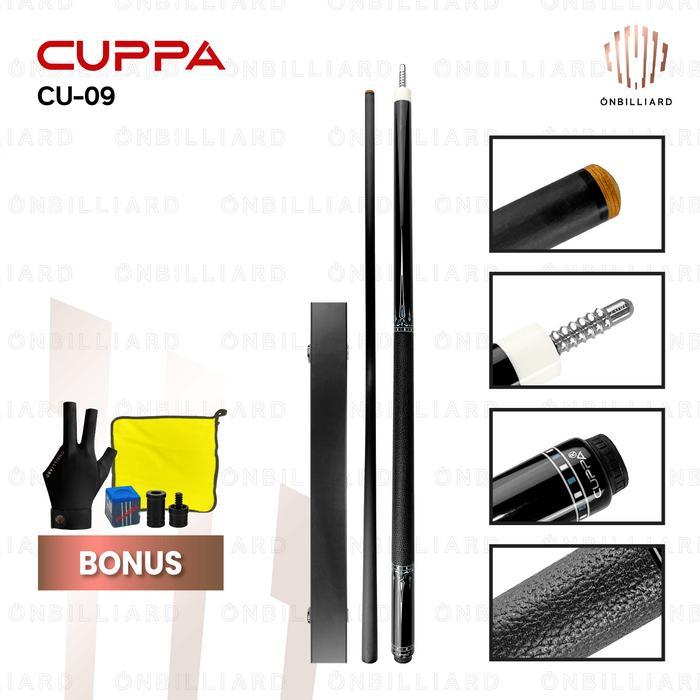 ASLI CUPPA CU-09 Lone Shadow Carbon Cue Stick Billiard Carbon Low Deflection Cues READY STOCK
