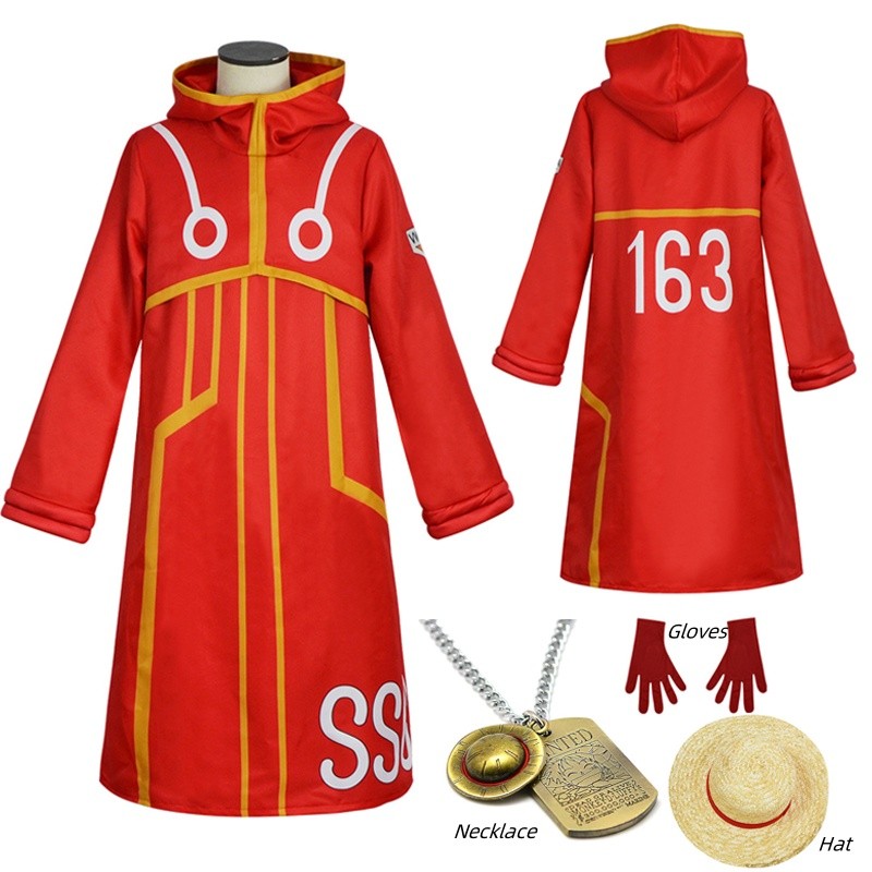 Egghead Island Costume Monkey D Luffy Robe Cosplay Costume 163 Luffy Jacket Coat Hat Outfit