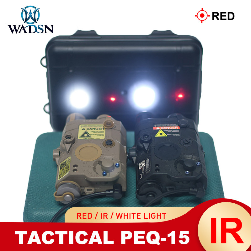WADSN AR15 Airsoft PEQ15 AN/PEQ-15 Red Dot IR Laser Sight Tactical Weapon Light White LED Flashlight