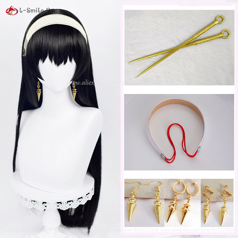 Yor Forger Cosplay Wig 80Cm Black Straight Wigs For Women Anime Cosplay Wigs Heat Resistant