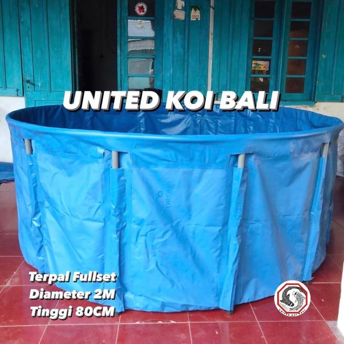 KOLAM TERPAL VET BULAT ORCHID FULLSET VET TERPAL IKAN KOI DIAMETER 2M