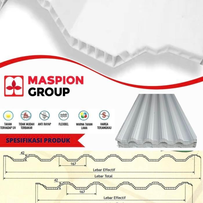 ATAP Upvc MASPION Tebal 12mm Lebar efektif 84cm Gratis Ongkir