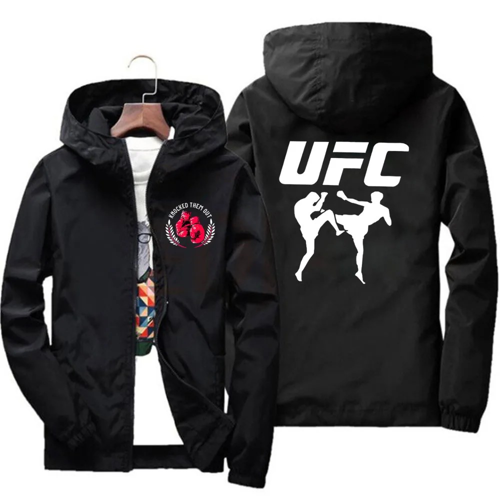 2026UFC Fighting Men's Fashion Jacket Size S-7XL Windproof Zipper Hooded Jacket Spring and Autumn