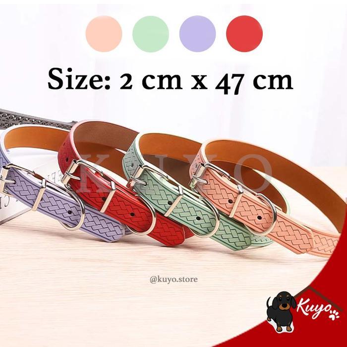 Promo Tali Kalung Anjing Kucing Tebal Besar Model Anyam Kulit - Pet Collar Original