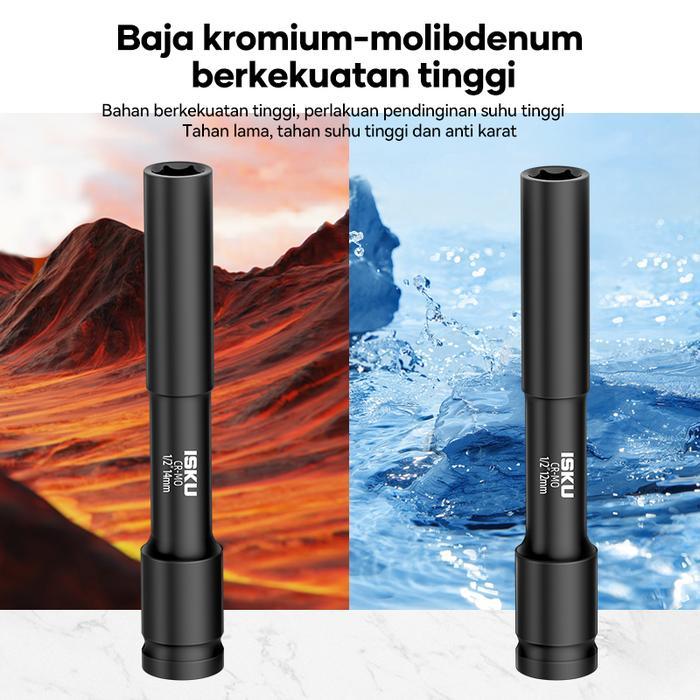 Tekiro Master - Cr-Mo Mata Kunci Impact Extra Panjang - 8-14Mm Lengan Baju Pas -Mata Shock Impact