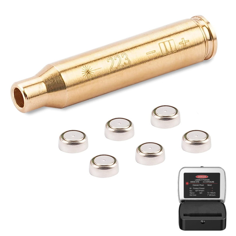 BEST PRICE Boresighter Red Dot Laser Sight CAL 223 5.56mm Cartridge with Batteries