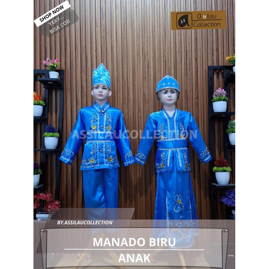 BAJU ADAT ANAK SULAWESI UTARA/MANADO SATUAN (LAKI/CEWEK) PAKAIAN AKSESORIS