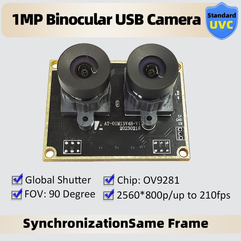 120fps Global Shutter Dual Len USB Camera Module OV9281 1mp Binocular Synchronous Monochrome No