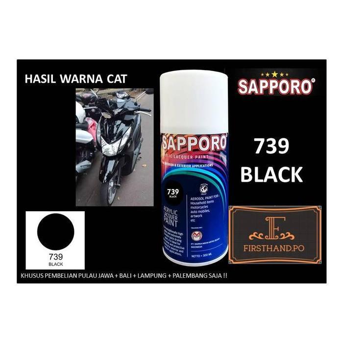 CAT SPRAY SAPPORO 150ML SAPORO 739 BLACK HITAM GLOSS HITAM MENGKILAP GLOSSY PILOK PILOX