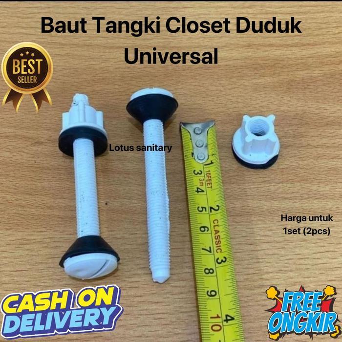 "New" baut tangki closet duduk universal / breket mur plastik kloset part