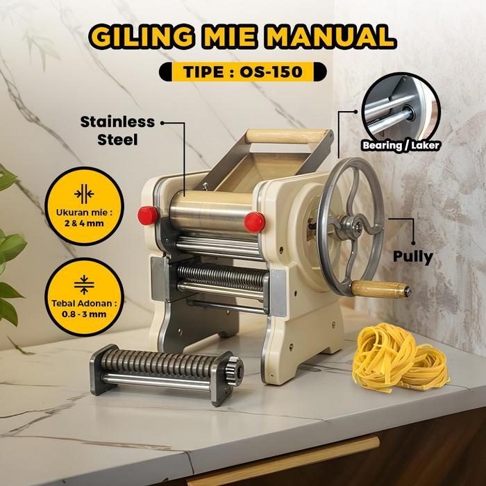 OSSEL Giling Mie Manual Gilingan Mie Manual Ampia Pembuat Mie Laker Bearing Roller Stainless Steel