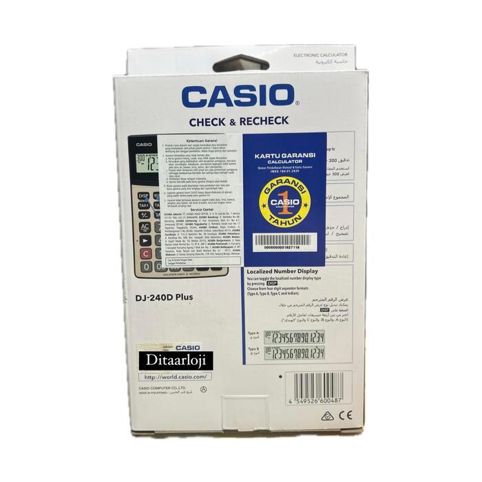 Premium Kalkulator Meja Casio Dj-240D Plus Besar 14 Digit Original Original