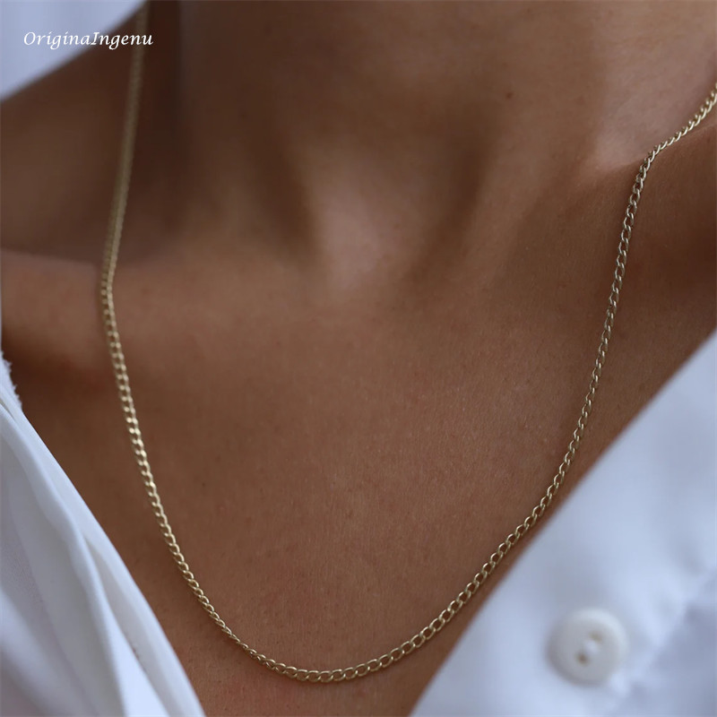 14K Gold Filled Curb Chain Necklace Boho Choker Dainty Chain Necklace Minimalist Jewelry Tarnish