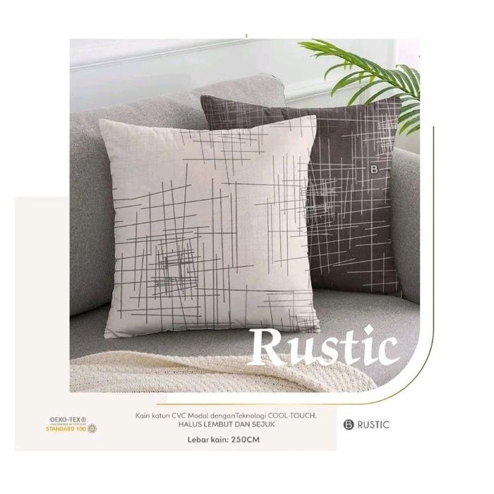 Sarung Bantal Sofa 40x40 45x45 50x50 60x60 Bahan Katun Motif Abstrak Rustic Cream Coklat tahan pudar
