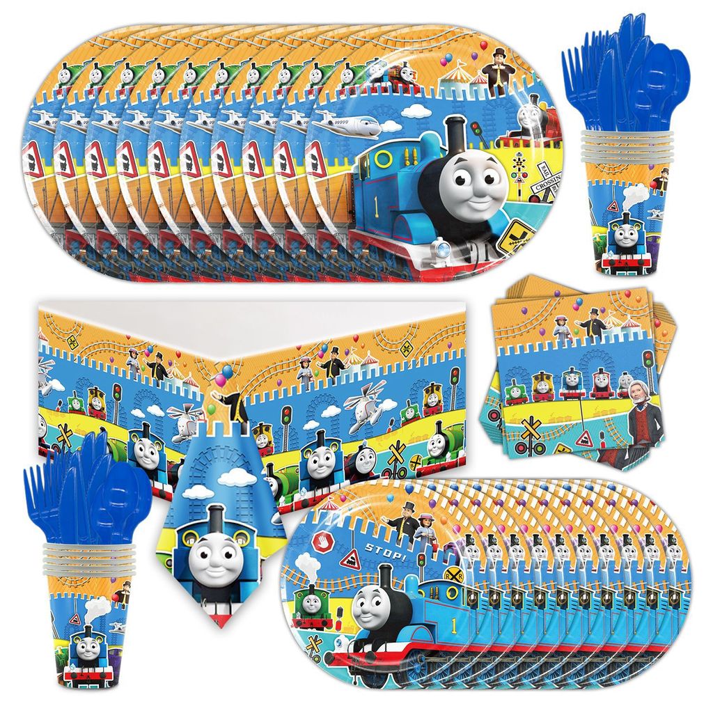 Thomas the Tank Engine Birthday Party dinnerware Banner Cake Disposable Hanging Flag Balloons Thomas